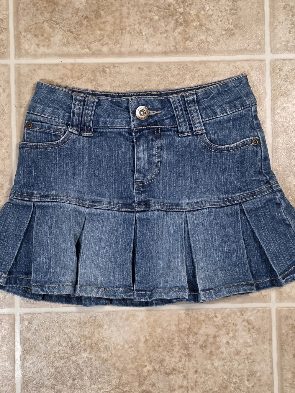 Y2K Arizona Denim Mini Skort Pleated Low Rise Size 7